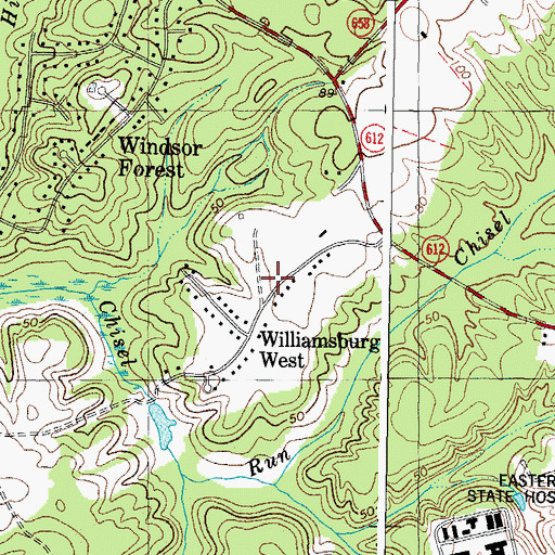 Topographic Map of Williamsburg West, VA
