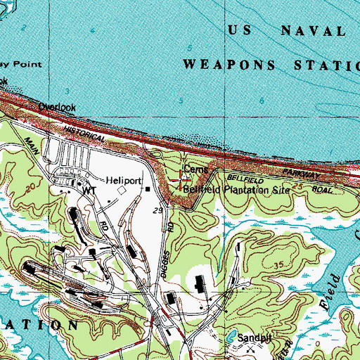 Topographic Map of Bellfield Plantation Site, VA