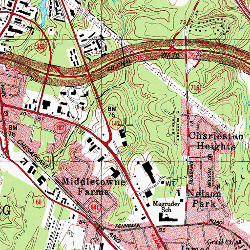 Topographic Map of Belo Shopping Center, VA