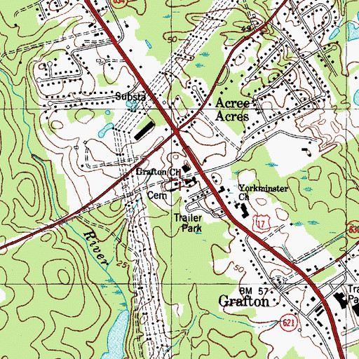 Topographic Map of Grafton Church, VA