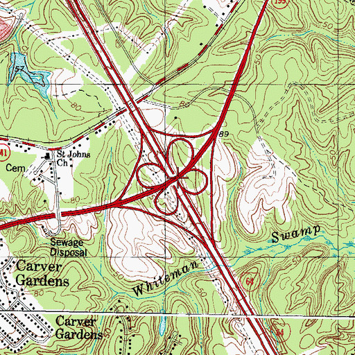 Topographic Map of Interchange 242, VA