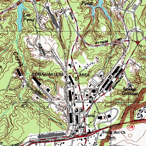Topographic Map of Naval Weapons Station Post Office, VA