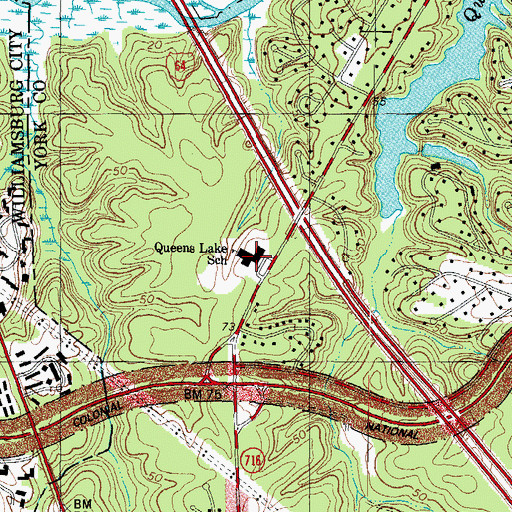Topographic Map of Queens Lake Middle School, VA