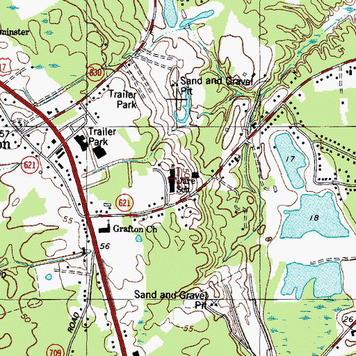 Topographic Map of Dare Elementary School, VA