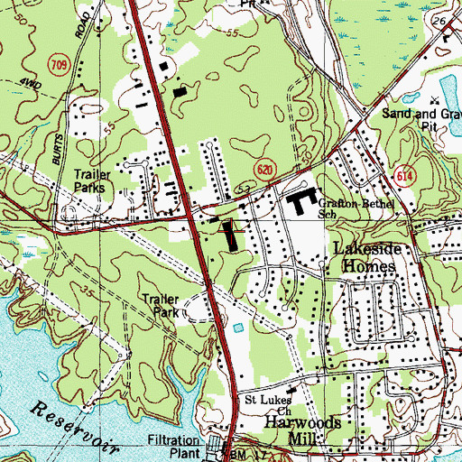 Topographic Map of Heritage Square Shopping Center, VA