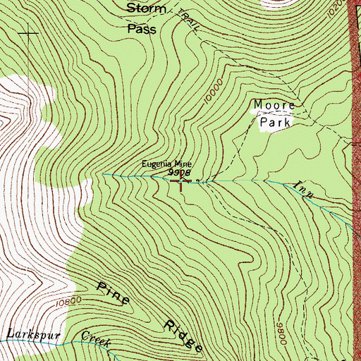 Topographic Map of Eugenia Mine, CO