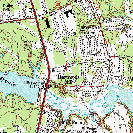 Topographic Map of Saint Lukes Church, VA