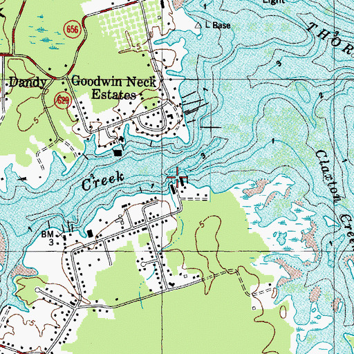 Topographic Map of Slates Wharf, VA