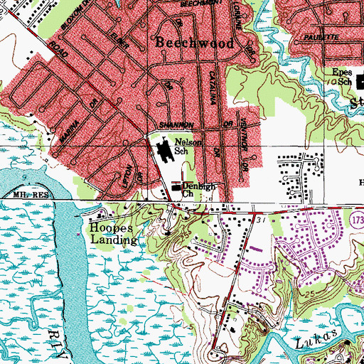 Topographic Map of Denbigh Church, VA