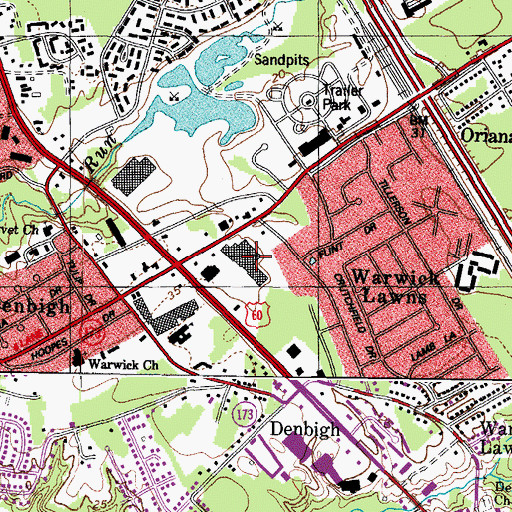 Topographic Map of Denbigh Mall Shopping Center, VA