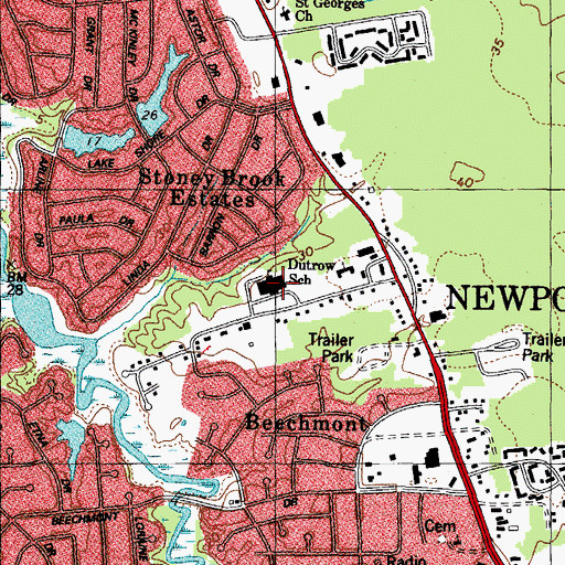 Topographic Map of Dutrow Elementary School, VA