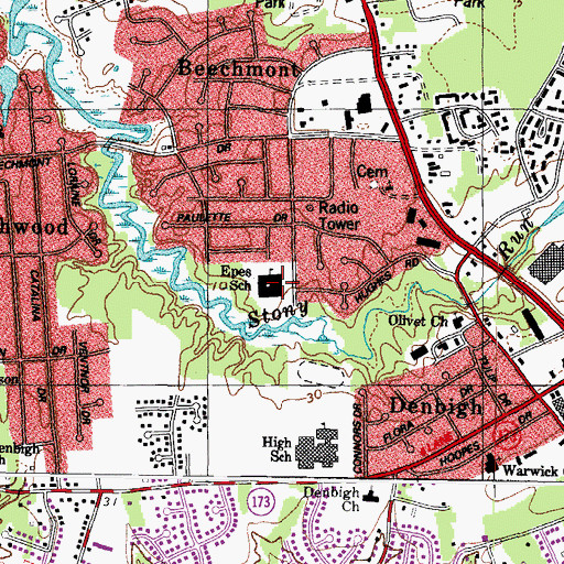 Topographic Map of Epes Elementary School, VA