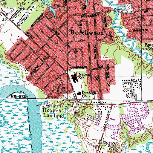 Topographic Map of Nelson Elementary School, VA