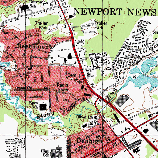 Topographic Map of New Beach Grove Church, VA