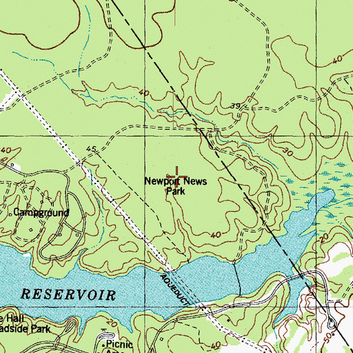 Topographic Map of Newport News Park, VA