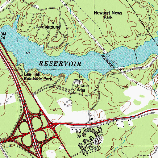 Topographic Map of Newport News Park Picnic Area, VA
