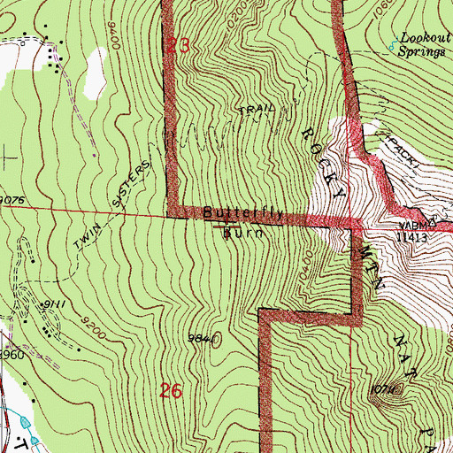 Topographic Map of Butterfly Burn, CO