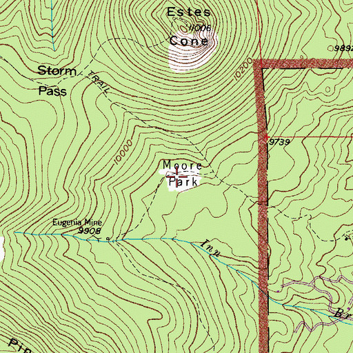 Topographic Map of Moore Park, CO