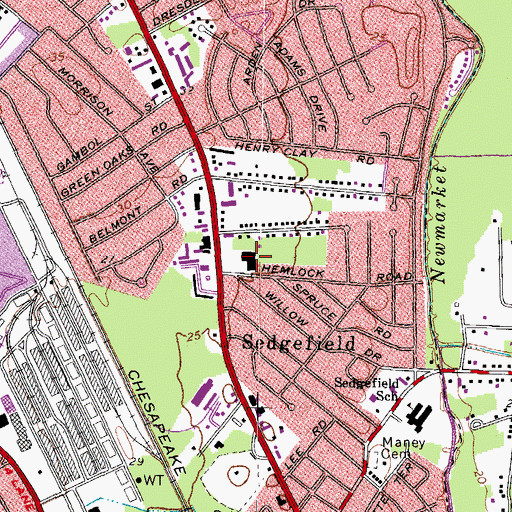 Topographic Map of Brentwood Shopping Center, VA