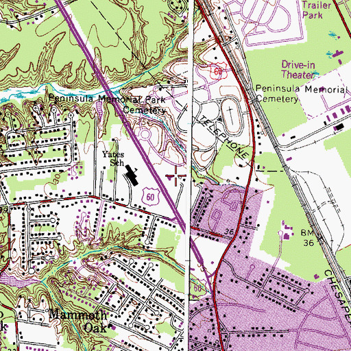 Topographic Map of First Baptist Church, VA