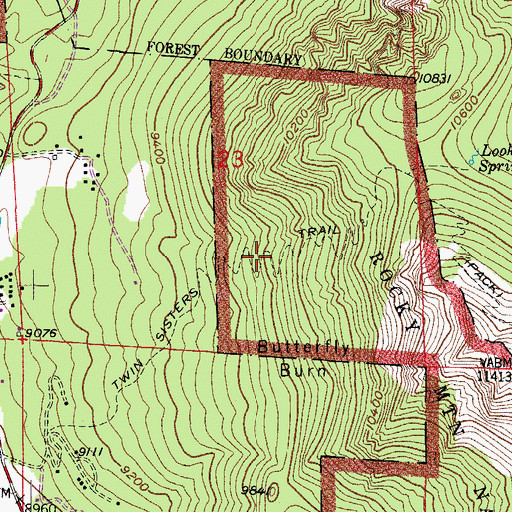 Topographic Map of Twin Sister Trail, CO