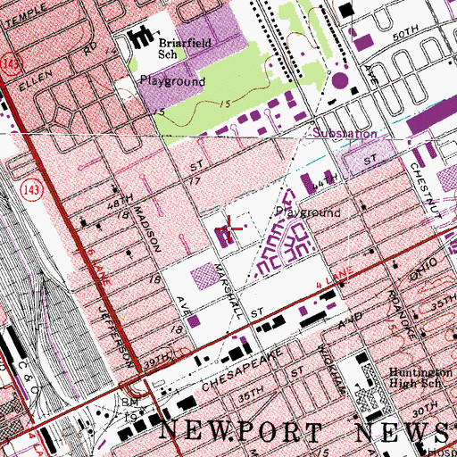 Topographic Map of Newsome Park Middle School, VA