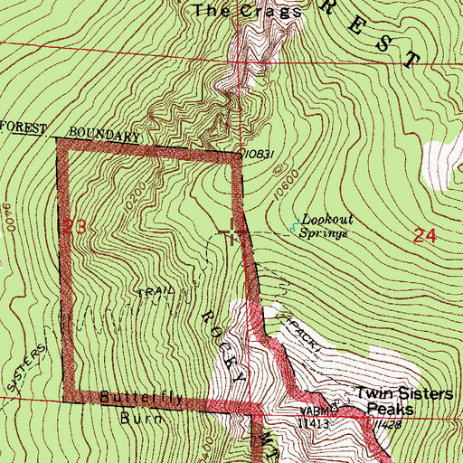 Topographic Map of Lookout Springs, CO