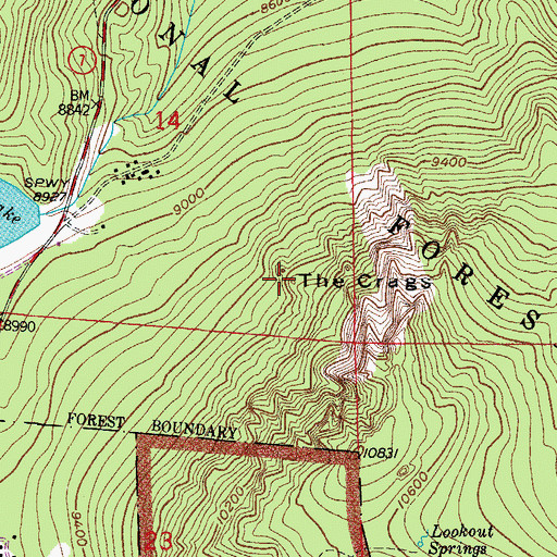 Topographic Map of The Crags, CO