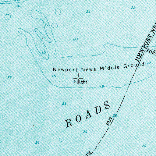 Topographic Map of Newport News Middle Ground Lighthouse, VA