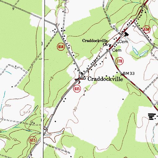 Topographic Map of Craddockville Post Office, VA