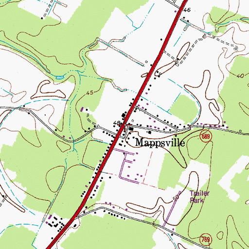 Topographic Map of Mappsville Post Office, VA