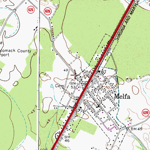 Topographic Map of Melfa Post Office, VA