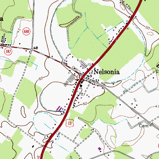 Topographic Map of Nelsonia Post Office, VA