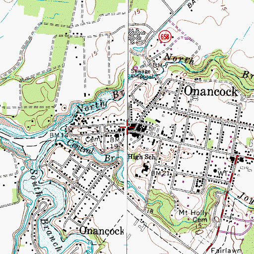 Topographic Map of Onancock Post Office, VA