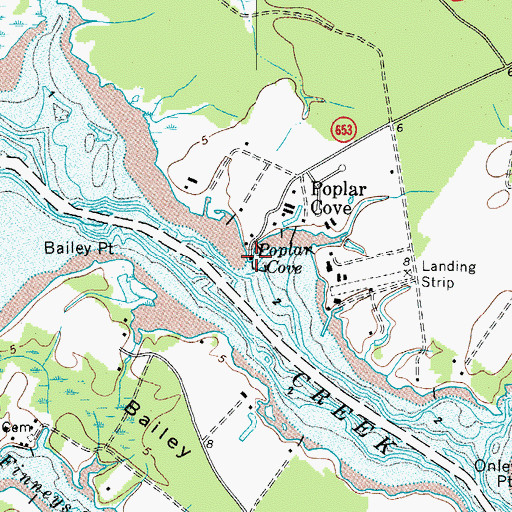 Topographic Map of Poplar Cove Wharf, VA