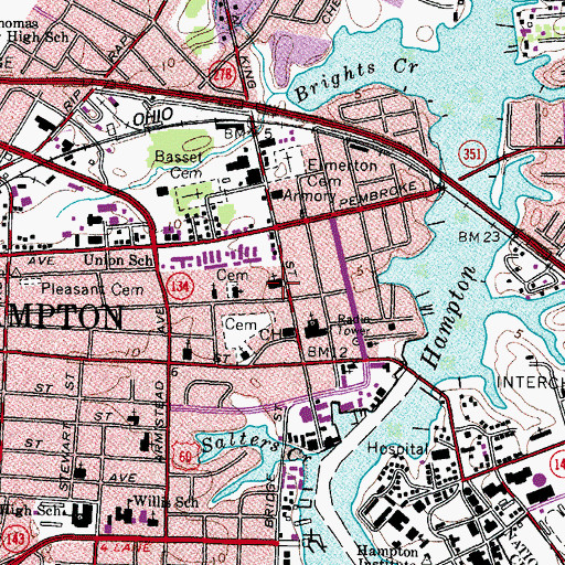Topographic Map of First Baptist Church, VA