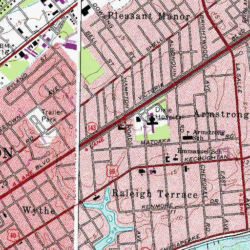 Topographic Map of Hampton Roads Baptist Church, VA