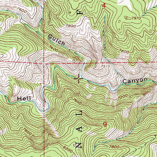 Topographic Map of Devils Gulch, CO