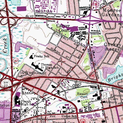 Topographic Map of Lincoln Park Cemetery (historical), VA