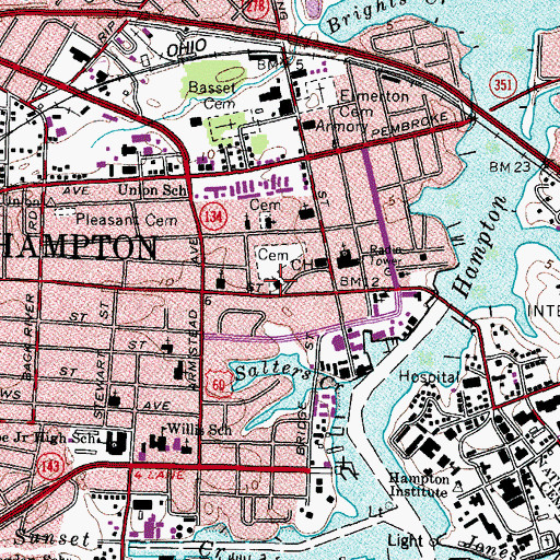 Topographic Map of Saint Johns Episcopal Church, VA