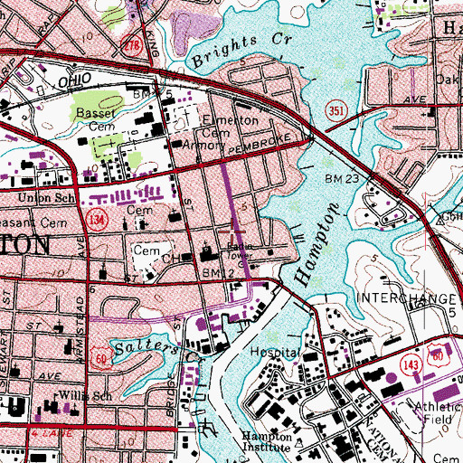 Topographic Map of United Bible Temple, VA