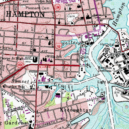 Topographic Map of Victoria Boulevard Historic District, VA
