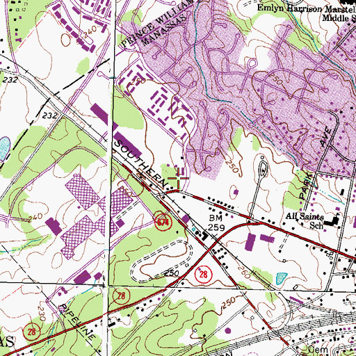 Topographic Map of Ashton Shopping Center, VA