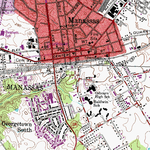 Topographic Map of Baldwin Park, VA