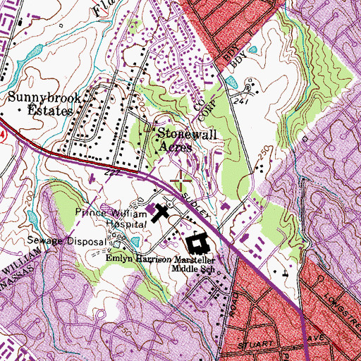Topographic Map of Canterbury Village Shopping Center, VA