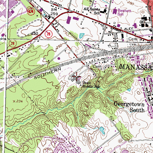 Topographic Map of Dean Middle School, VA