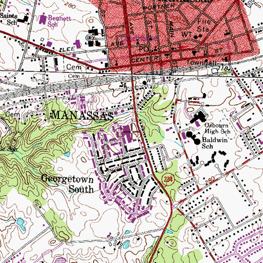 Topographic Map of Georgetown South Shopping Center, VA