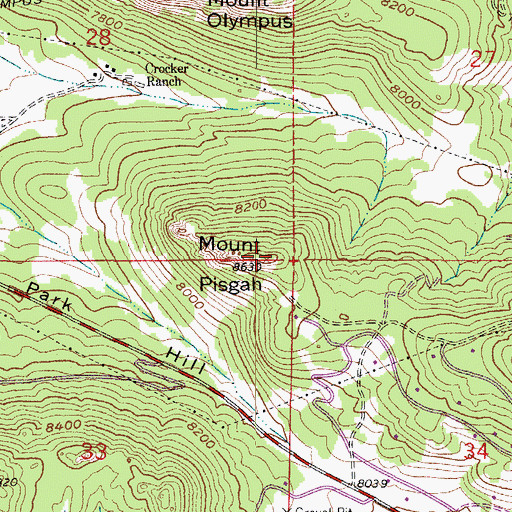 Topographic Map of Mount Pisgah, CO