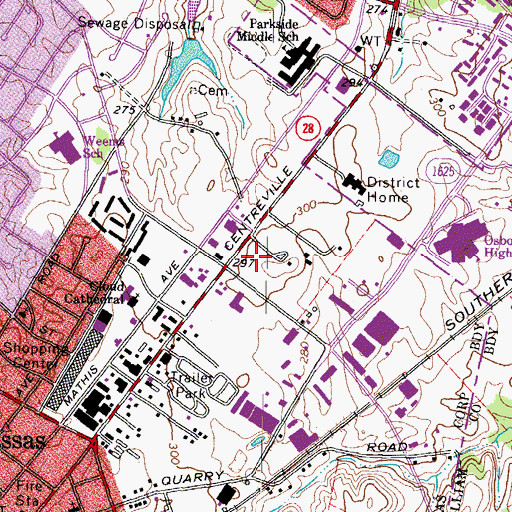 Topographic Map of Manassas Junction Shopping Center, VA