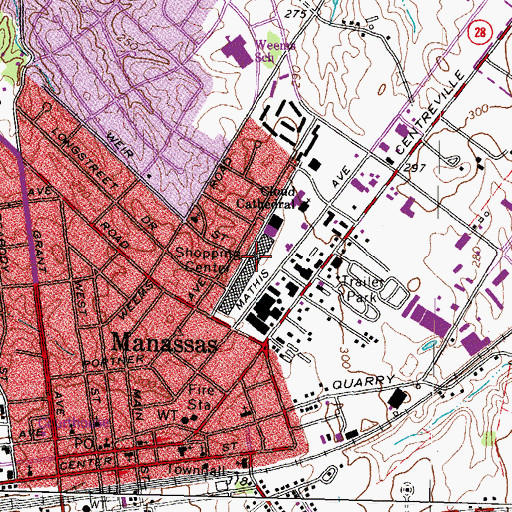 Topographic Map of Manassas Shopping Center, VA